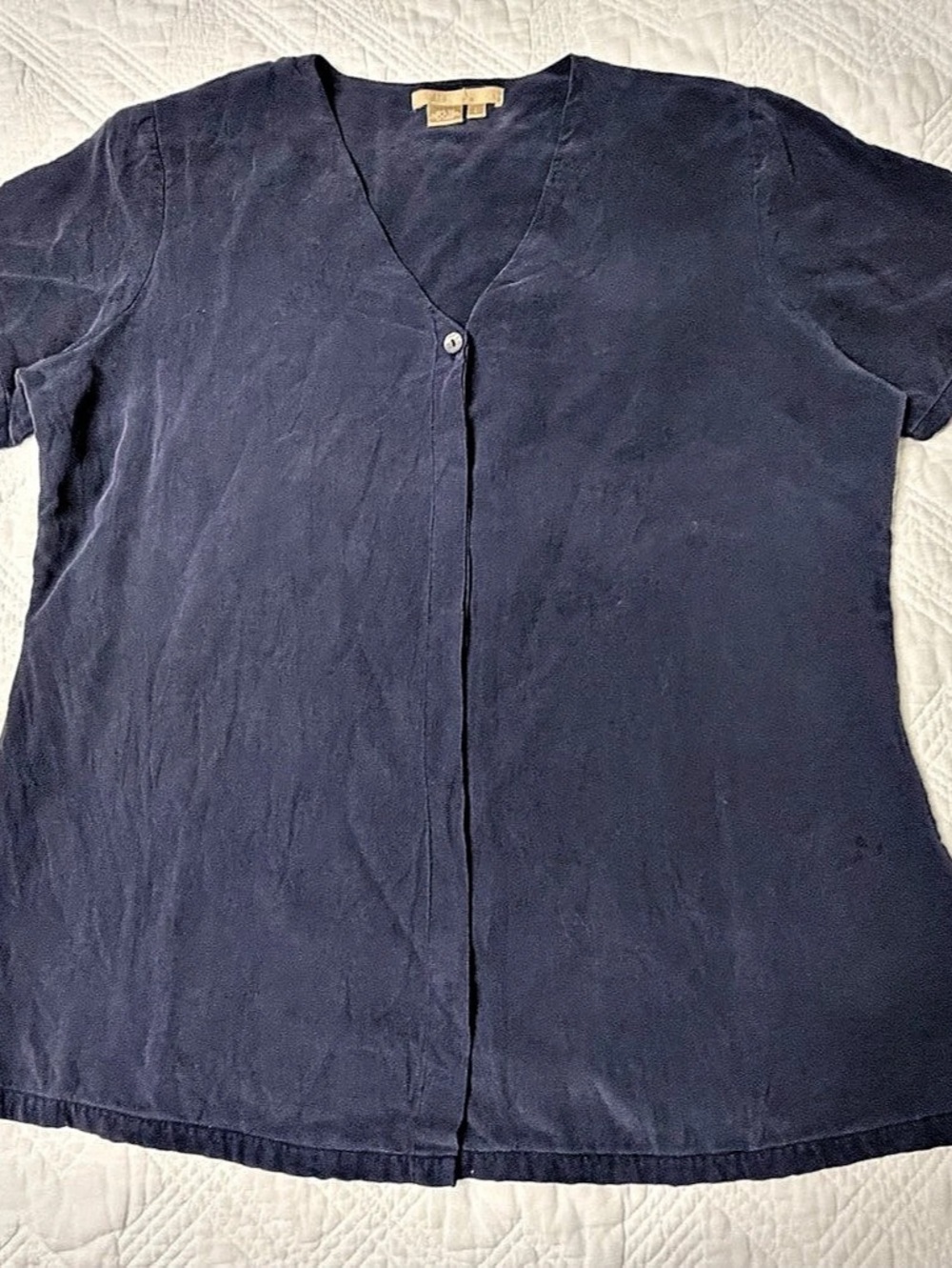 Vintage Studio 121 Silk Short Sleeve Button Front Size Large